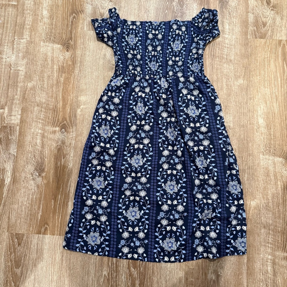 Old Navy, NWT Blue Floral Midi Dress, Size MP - Picture 2 of 10